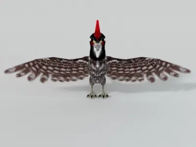Woodpecker bird Low-poly 3D model