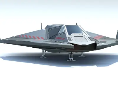 Sci-Fi Combat Spaceship Low-poly 3D model