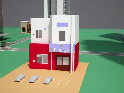 Part of a City with Animated Aircraft 3D model