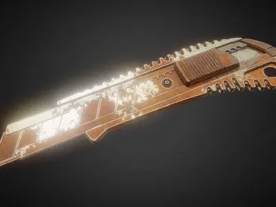 Box Cutter Lowpoly Rusty Version  - Gameready - PBR Low-poly 3D model
