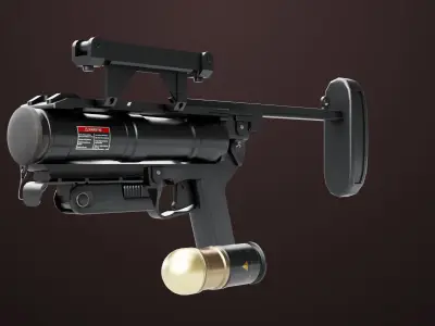 Grenade Launcher 04 Black Generic All PBR Unity UE Textures Low-poly 3D model