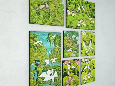 Balinese Garden Bird Paintings 3D model