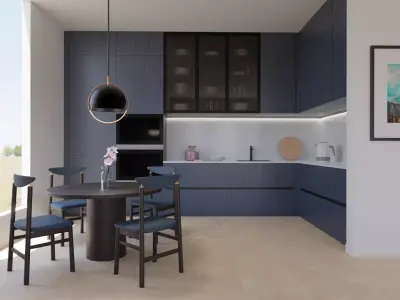 Kitchen 2 modern and dining room Free 3D model