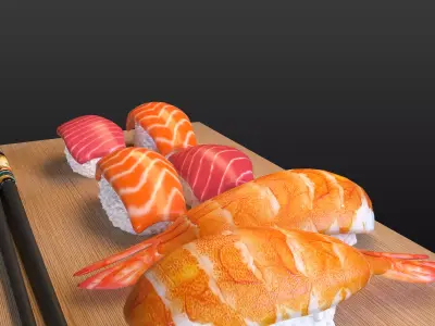 Nigiri sushi set Japan Low-poly 3D model