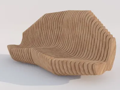 Modern wooden bench Free low-poly 3D model