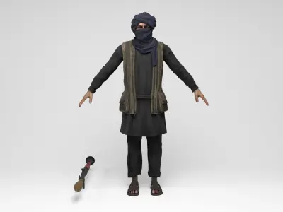 Taliban mercenary Low-poly 3D model