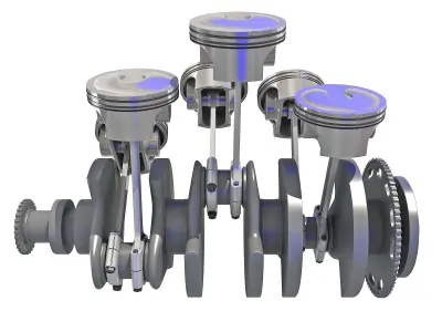 Animated V6 Engine Cylinders 3D model