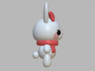 Rabbit with bow and scarf 3D model