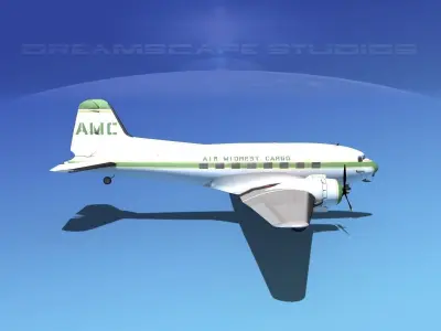 Douglas DC-3 AMC Cargo 3D model