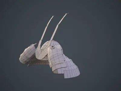 Samurai helmet - Hoshi kabuto Low-poly 3D model