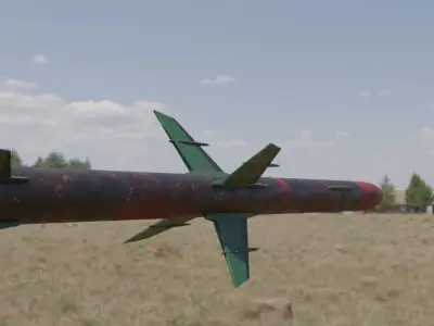 Missile 3D model flying in sky Low-poly 3D model