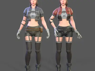 Sexy Military Girl - Game Ready 3D model Low-poly 3D model