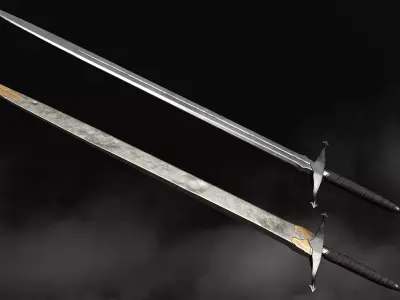Sword and Scabbard D Low-poly 3D model