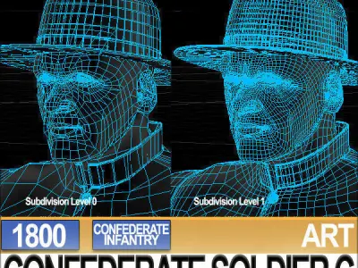 Civil War Confederate Soldier C Infantry Sharpshooter 3D model