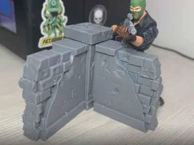 Diorama Damage Wall 3D printable files for Action Figures 3D print model