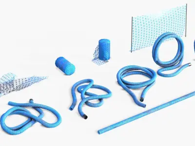 Plastic Ducts and Construction Elements Low-poly 3D model