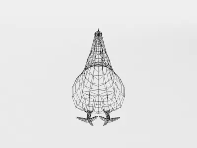 Black Chicken Low-poly 3D model