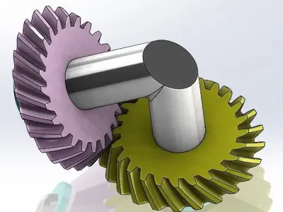 Simple spiral bevel gear set-2 gears-t24m1deg60 Free 3D print model