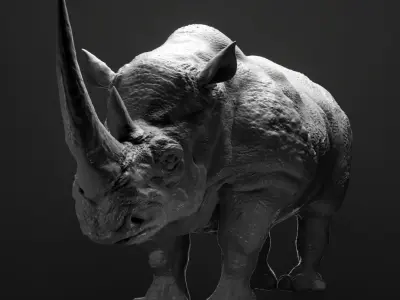 shaggy rhinoceros Low-poly 3D model