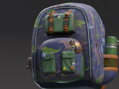 Backpack for kids Low-poly 3D model