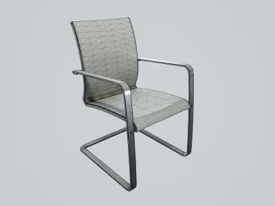 Modern chair white textile - metal silver Low-poly 3D model