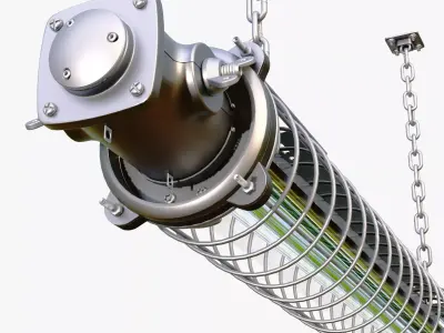 Caged Industrial Tube Lamp M1 3D model