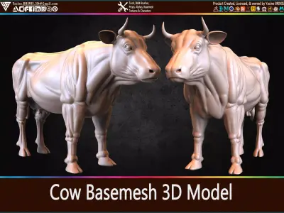 Cow Basemesh 3D Model Low-poly 3D model