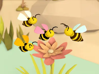 Cartoon Bees -LOW POLY Low-poly 3D model