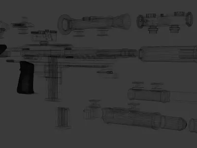 Borderlands style modular assault rifle 3D model