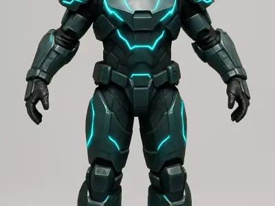 Futuristic Sci-Fi Space Marine 3D Model Full Body OBJ STL GLB 3D model