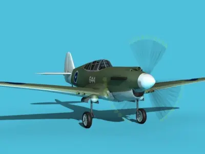 Curtiss P-40B Tomahawk V11 Australia 3D model