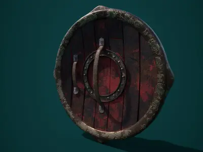 Battle Worn Viking Shield Low-poly 3D model