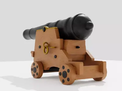 Cannon Gun Low-poly 3D model