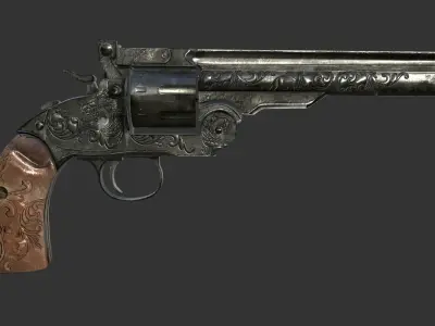 Revolver Gun Low-poly 3D model