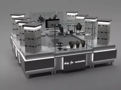 Mall kiosk vray Low-poly 3D model