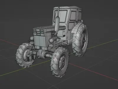 T40AM Soviet-Russian tractor Low-poly 3D model