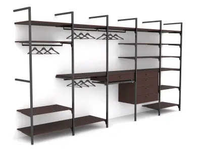 Slotted Metal Retail Shelving System 3D model
