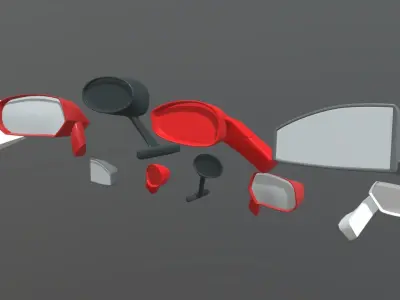Car Side View Mirrors Low-poly 3D model