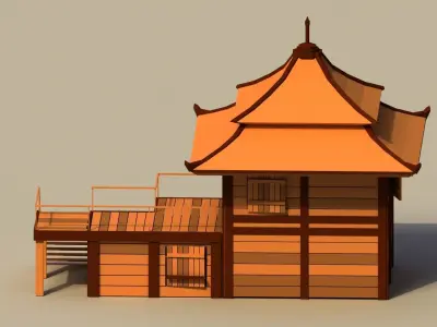 Low Poly Traditional Japanese House Low-poly 3D model
