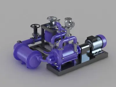 Steam-gas boilers filtration pipes plant facilities 3D model