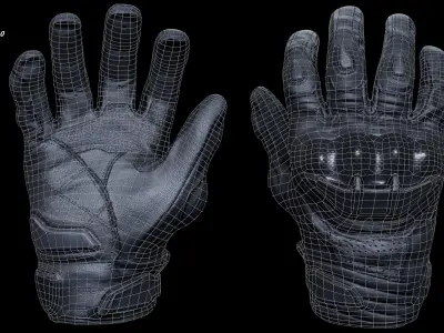Motor Gloves 001 Low-poly 3D model