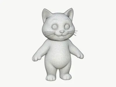 High-Quality Smiling Cartoon Cat 3D model