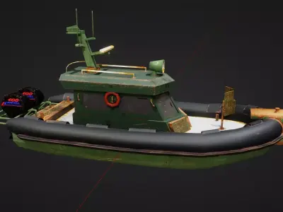 military rhib for games Low-poly 3D model