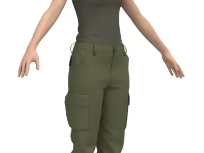 Womens Tactical Cargo Pants and Shirt 3D model