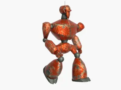 Rusty red robot Low-poly 3D model