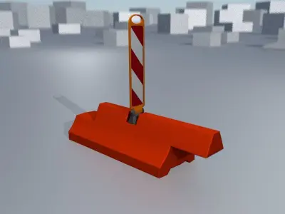 White and Red Road Traffic Barrier - Part 20 - Low-poly 3D model