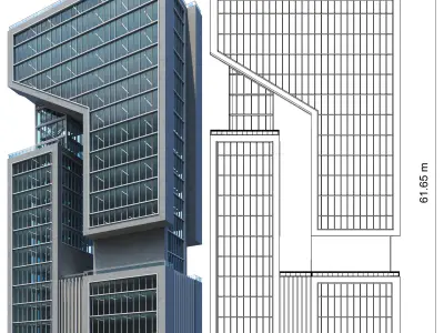 Modern building 018 tower and skyscraper Low-poly 3D model