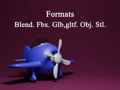 Animated Game Ready Little Plane 3D model