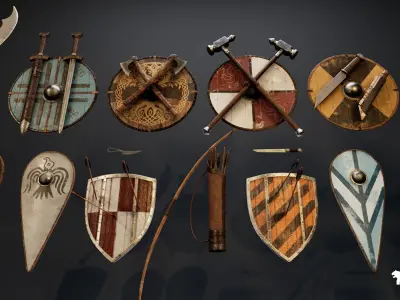 Medieval Environments Mega Bundle 11 Packs Low-poly 3D model