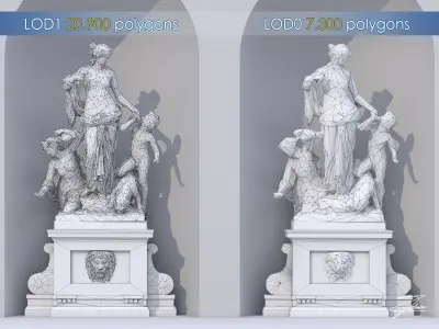 Fountain of Teti Low-poly 3D model